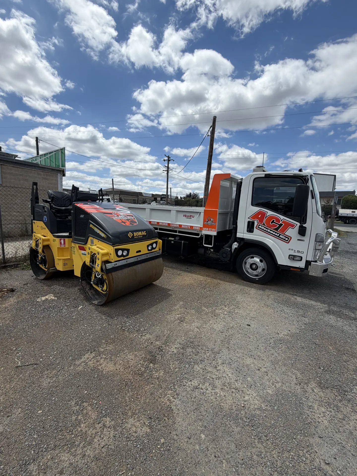 Roller loaded on the tow truck
