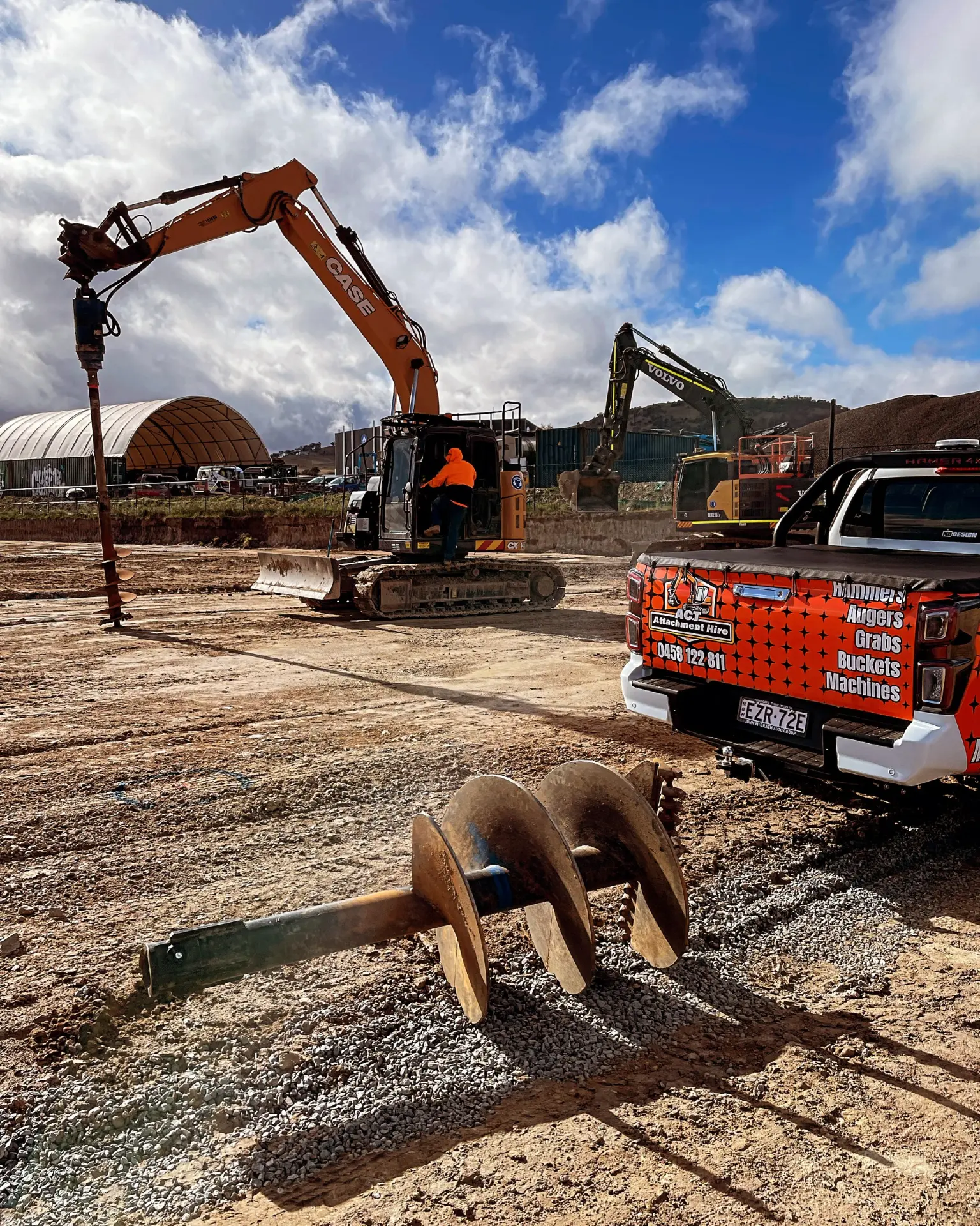Auger drilling close-up